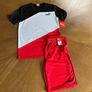 NWT Puma Boys 2 pc performance short set L